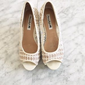 White lace wedges